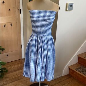 Anthropologie Maeve Strapless Smocked midi dress